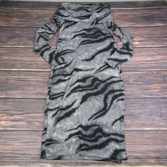 Catherine Malandrino NEW NWT XS Gray Black Dress Cowl Neck Animal Print - Picture 2 of 9